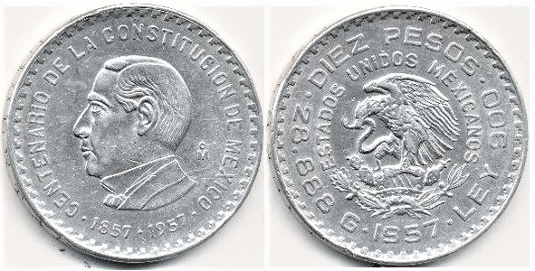 10 pesos (Centenário da Constituição)