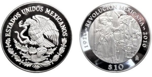 10 pesos (Centenário da Revolução Mexicana - Adelita)