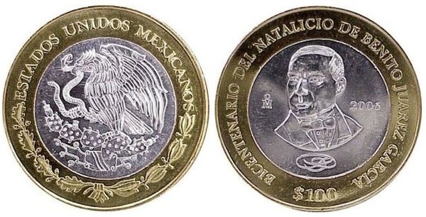 100 pesos (Bicentenário do nascimento de Benito Juarez García)