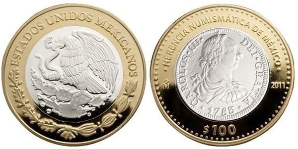 100 pesos (8 reais 1783 - Carlos III)
