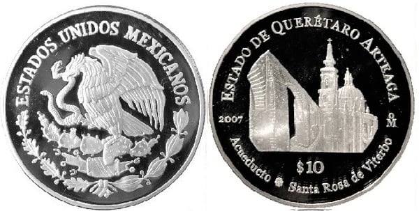 10 pesos (Estado de Queretaro Arteaga - Aqueduto de Santa Rosa de Viterbo)