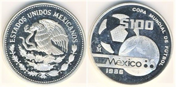 100 pesos (Campeonato do Mundo de Futebol - México 86)