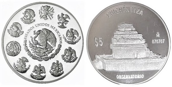 5 pesos (Chichén Itzá-Observatório)