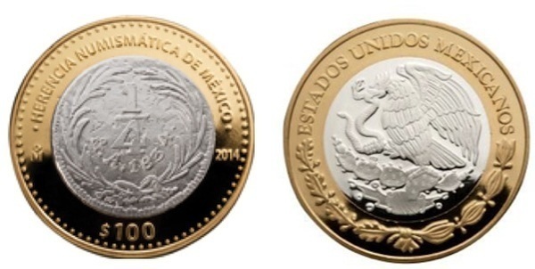 100 pesos (1/4 Real 1834)