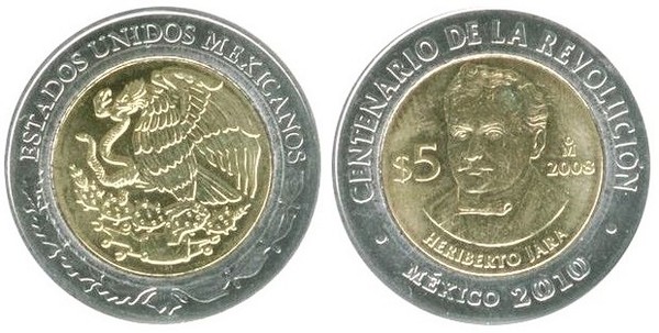 5 pesos (Centenário da Revolução-Heriberto Jara)