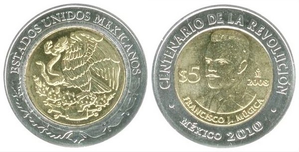 5 pesos (Centenário da Revolução-Francisco J. Múgica)