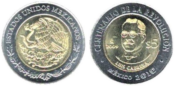 5 pesos (Centenário da Revolução - Luis Cabrera)