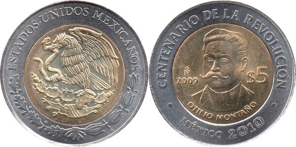 5 pesos (Centenário da Revolução-Otilio Montaño)