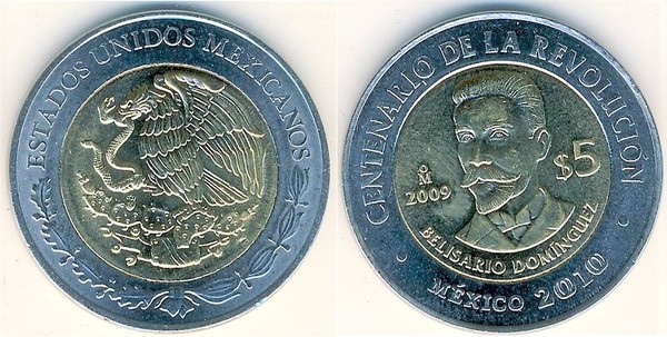 5 pesos (Centenário da Revolução - Belisário Dominguez)