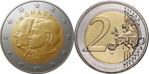 2 euro (10º aniversário do casamento de Alberto II e Charlene)