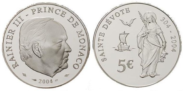 5 euro (1700º aniversário da morte do Santo Devoto)