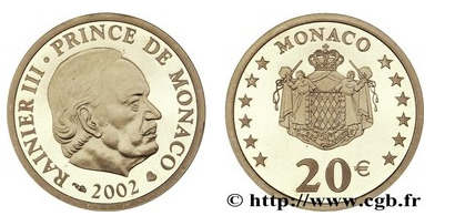 20 euro (Príncipe Rainiero III)