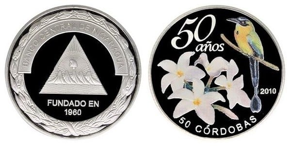 50 córdobas (50º aniversário do Banco Central da Nicarágua)