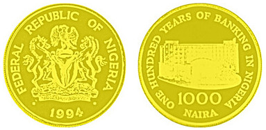 1000 naira (100 anos - Banca na Nigéria)