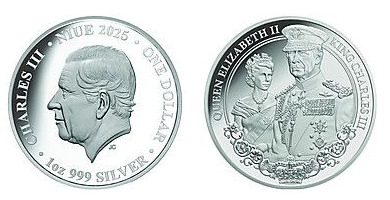 1 dólar (Rainha Isabel II e Rei Carlos III)