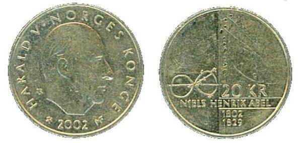 20 kroner (200º aniversário do nascimento de Niels Henrik Abel)