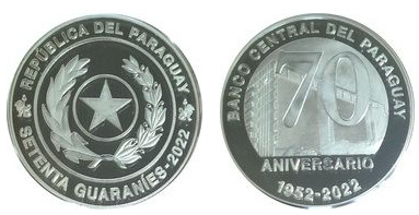 70 guaraníes (70º Aniversario del Banco Central de Paraguay)