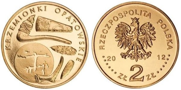 2 zlote (Artefactos neolíticos de Krzemionki Opatowskie)