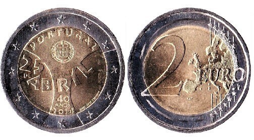 2 euro (40º Aniversário da Revolução dos Cravos - 25 de abril)