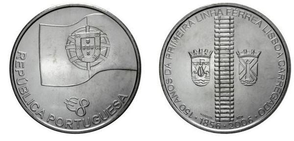 8 euro (150º Aniversário do Caminho-de-Ferro Lisboa-Carregado)