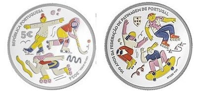 5 euros (100 años de la Federación Portuguesa de Patinaje-Color)