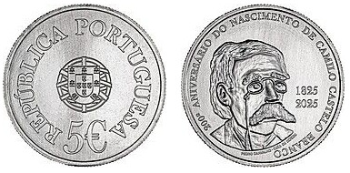5 euros (200º aniversário do nascimento de Camilo Castelo Branco)