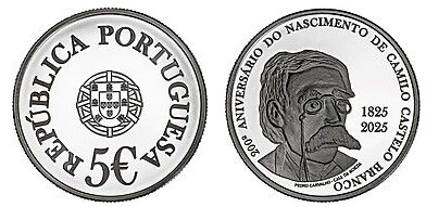 5 euros (200º aniversário do nascimento de Camilo Castelo Branco)