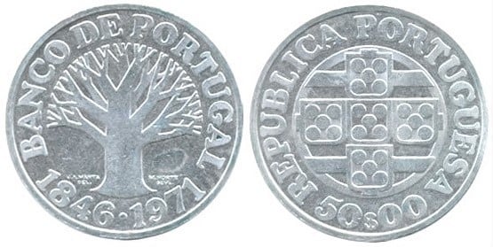 50 escudos (125 Aniversario del Banco de Portugal)