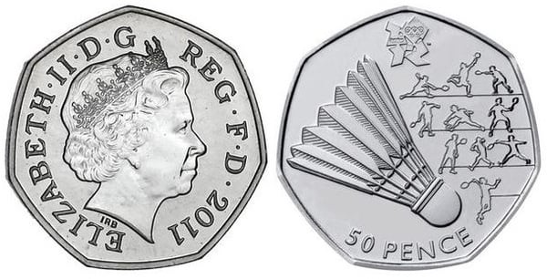 50 pence (Jogos Olímpicos de Londres 2012-Badminton)