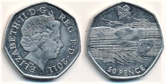 50 pence  (Jogos Olímpicos de Londres 2012 - Natação)