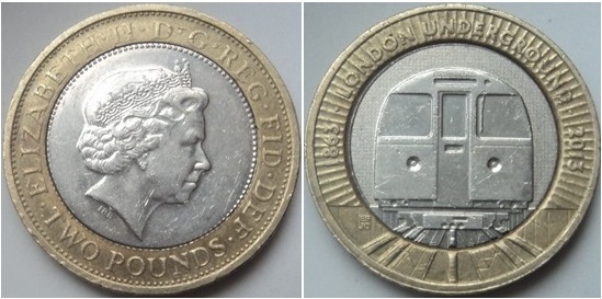 2 pounds (125º Aniversário do Metropolitano de Londres - Comboio)