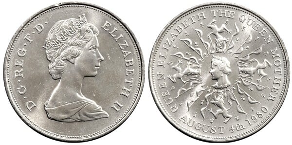 25 pence (Isabel II - 80º aniversário da Rainha Mãe)