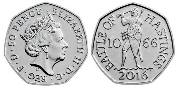 50 pence (950º aniversário da Batalha de Hastings)