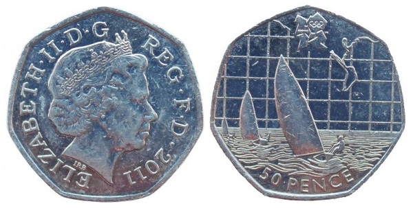 50 pence (Jogos Olímpicos de Londres 2012 - Vela)