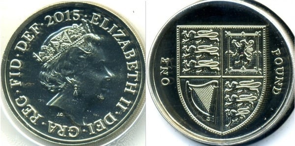 1 pound (Isabel II - Brasão de armas reais)