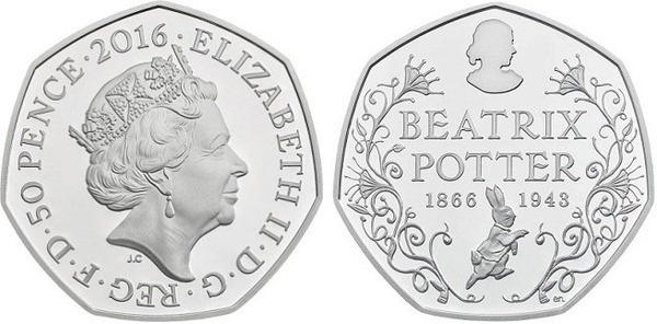 50 pence (150º aniversário de Beatrix Potter)