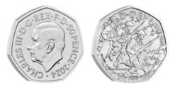 50 pence (80º aniversário da invasão da Normandia)