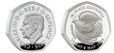 50 pence (Fim da Segunda Guerra Mundial - Grosso)