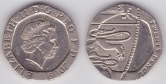 20 pence (Isabel II - escudo - 5/6)