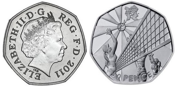 50 pence (Jogos Olímpicos de Londres 2012 - Voleibol)