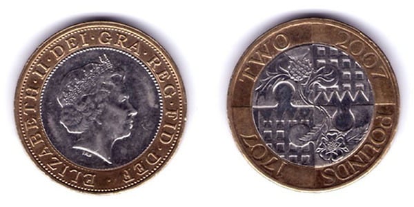 2 pounds (300º aniversário do Ato de União Inglaterra-Escócia - 1707)