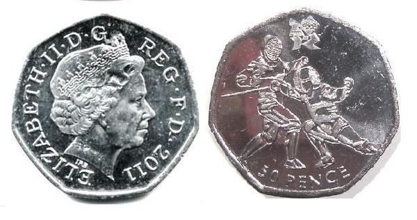 50 pence (Jogos Olímpicos de Londres 2012 - Esgrima)