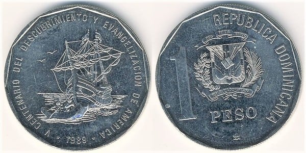 1 peso (500º aniversário da descoberta e evangelização da América)