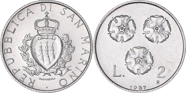 2 liras (15.º aniversário da cunhagem da moeda lira)