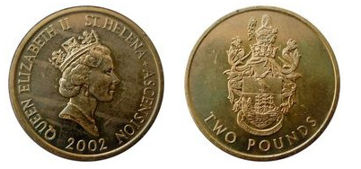 2 pounds (500º aniversário de Santa Helena e da Ascensão)