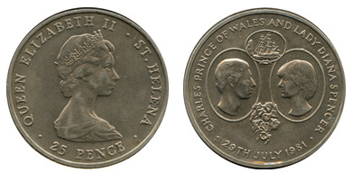 25 pence (O casamento do Príncipe Carlos e de Lady Diana)