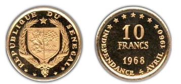 10 francs (8º Aniversário da Independência)