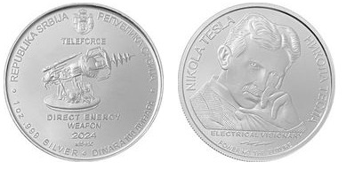 100 dinara (Nikola Tesla; Arma de energía directa de Teleforce)