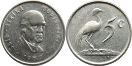 5 cents (Balthazar J. Vorster - SUID-AFRIKA - ÁFRICA DO SUL)