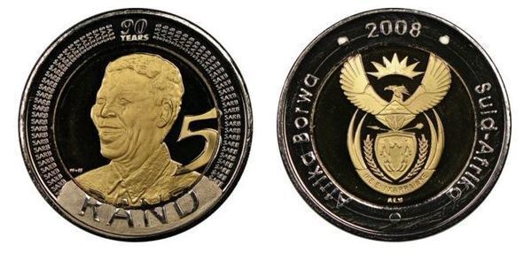 5 rand (90º aniversário de Nelson Mandela - Afrika Borwa - Suid-Afrika)